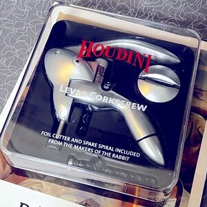 New Houdini Corkscrew Wine Opener W/foil Cutter And Spare Spiral